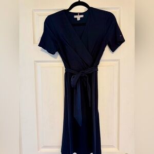 Tommy Hilfiger Dark Blue Midi Wrap Dress